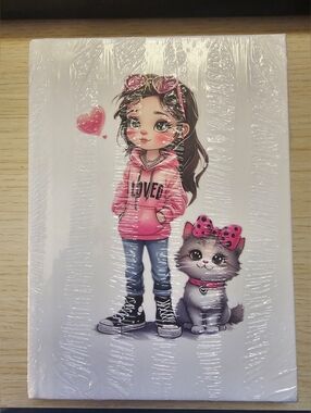 Adorable Girl & Cat Hardcover Journal | Lined Pages | Brand New in Packaging
